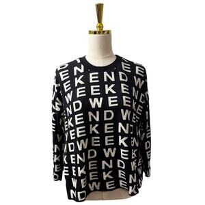 Weekend MaxMara Legno All Over Jacquard Logo Sweatshirt Black White L/XL